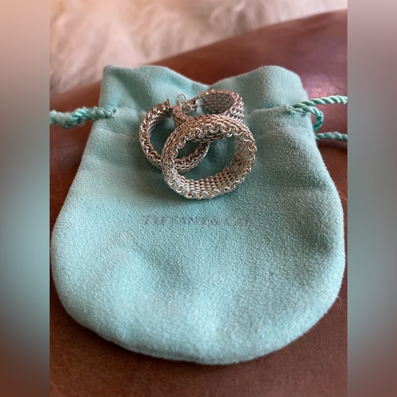 TIFFANY & CO. Somerset basket weave 925 earrings & ring size 7 - Picture 2 of 3